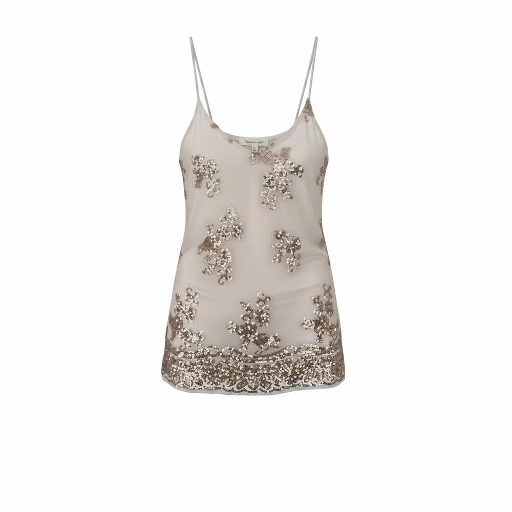 Living Doll Size L Camisole Tank Top Rose Gold Sequin NWT Sparkley Dressy Boho